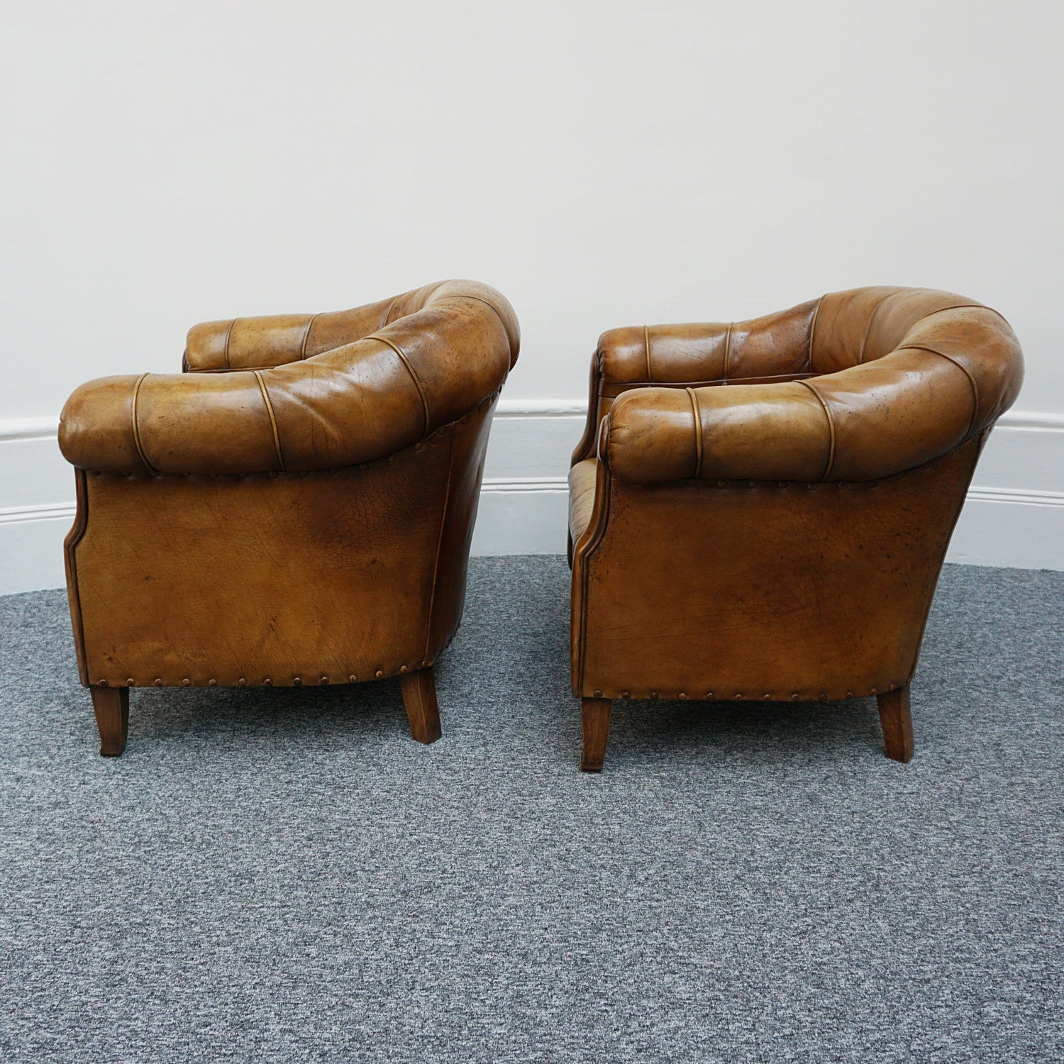 Vintage French Art Deco Club Chairs with Original leather upholstery - Jeroen Markies Art Deco