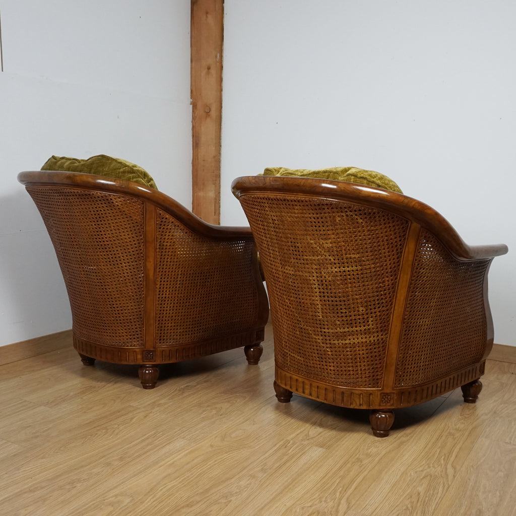 Solid Walnut Bergere Lounge Chairs - Markies Antiques Ltd