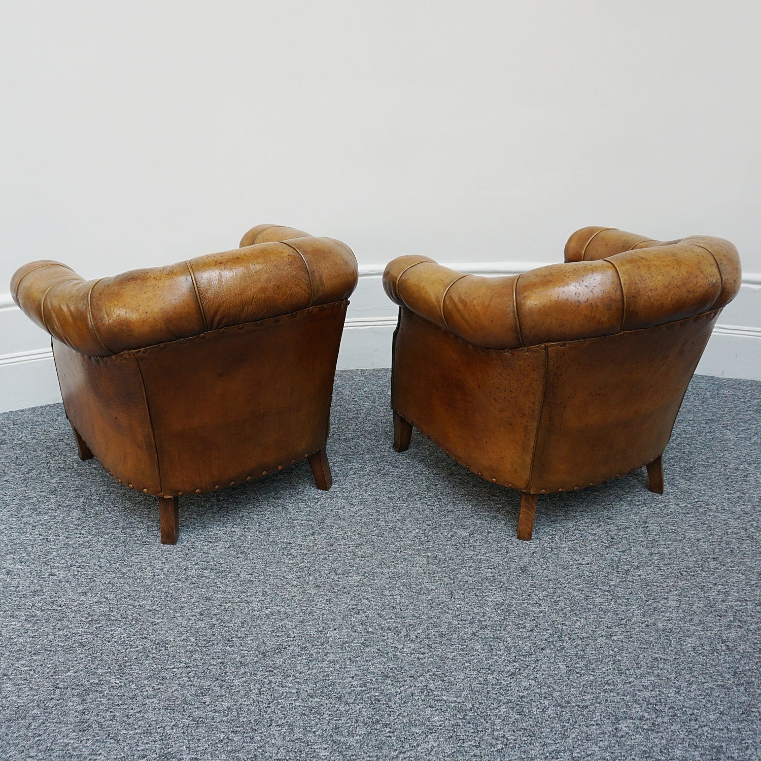 Vintage French Art Deco Club Chairs with Original leather upholstery - Jeroen Markies Art Deco