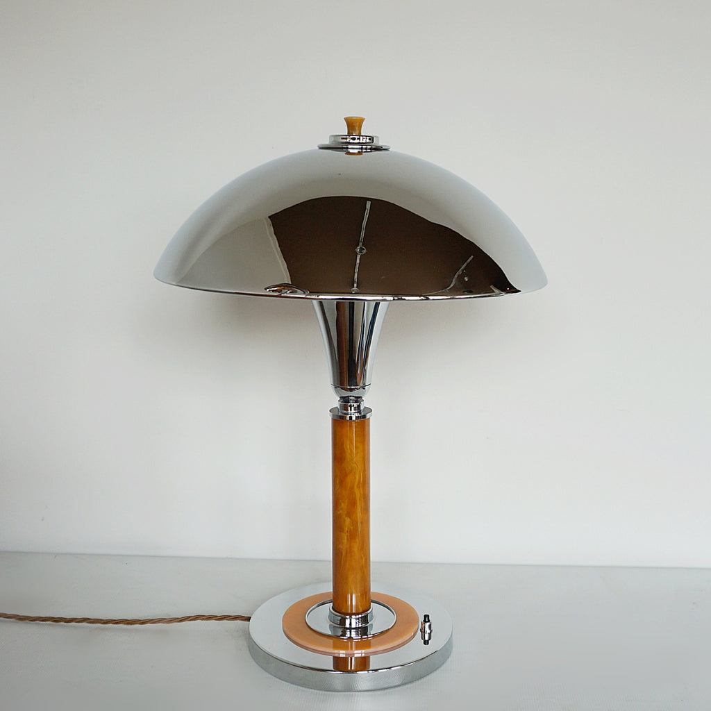 Pair of Art Deco Dome Lamps Amber Bakelite - Jeroen Markies Art Deco