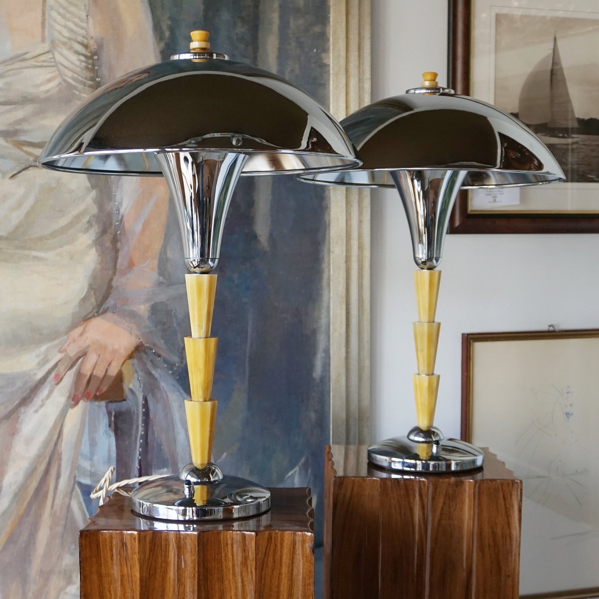 Bakelite and Chrome Art Deco Table Lamps - Jeroen Markies Art Deco