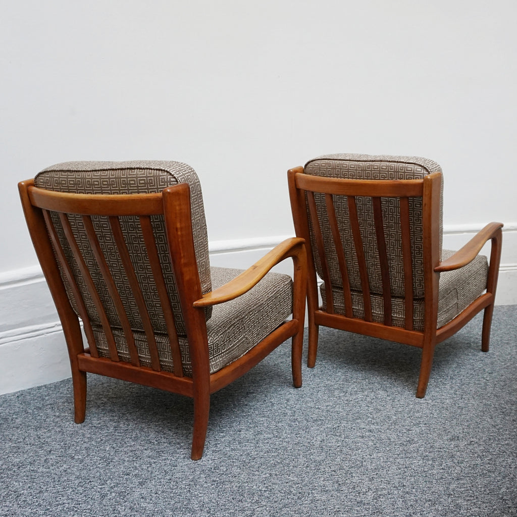 Vintage Pair of Italian Armchairs Designed by Paolo Buffa Circa 1950 Cherry Wood - Jeroen Markies Art Deco
