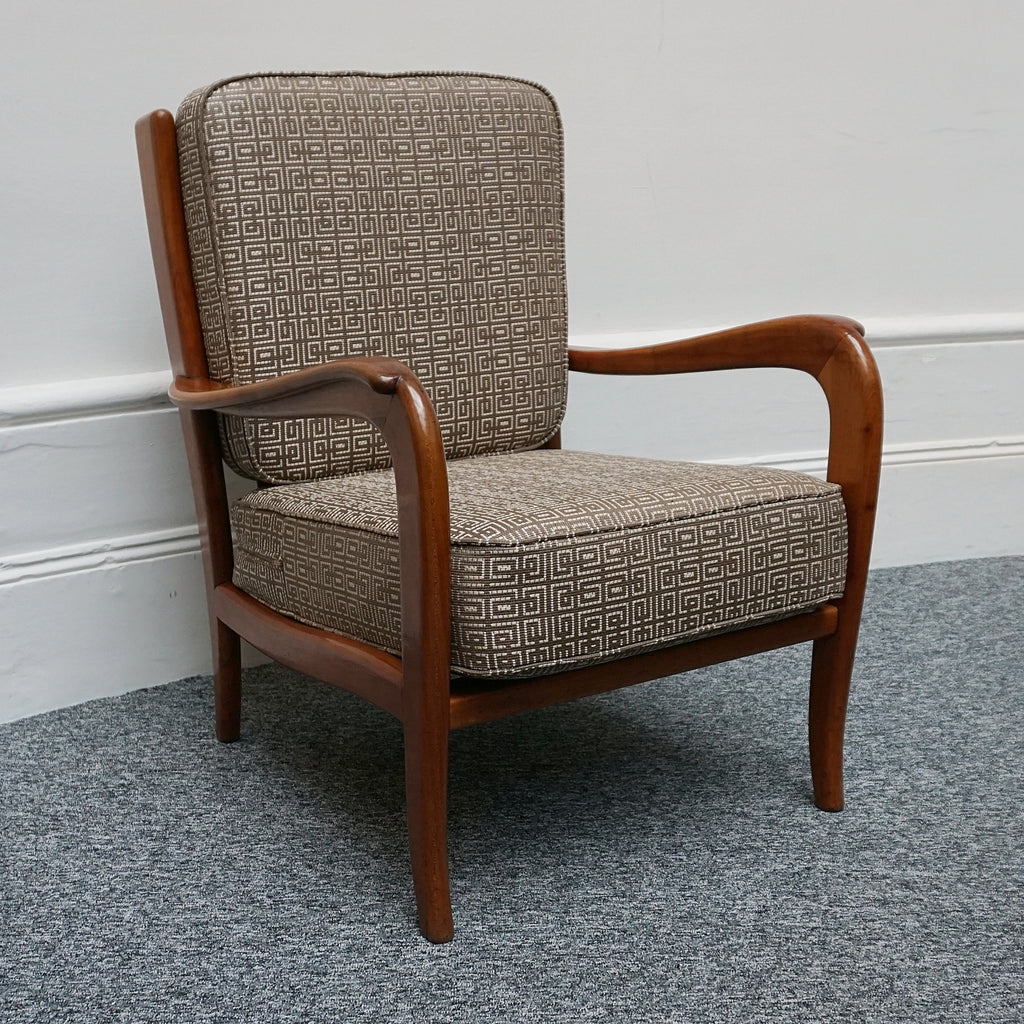 Vintage Pair of Italian Armchairs Designed by Paolo Buffa Circa 1950 Cherry Wood - Jeroen Markies Art Deco