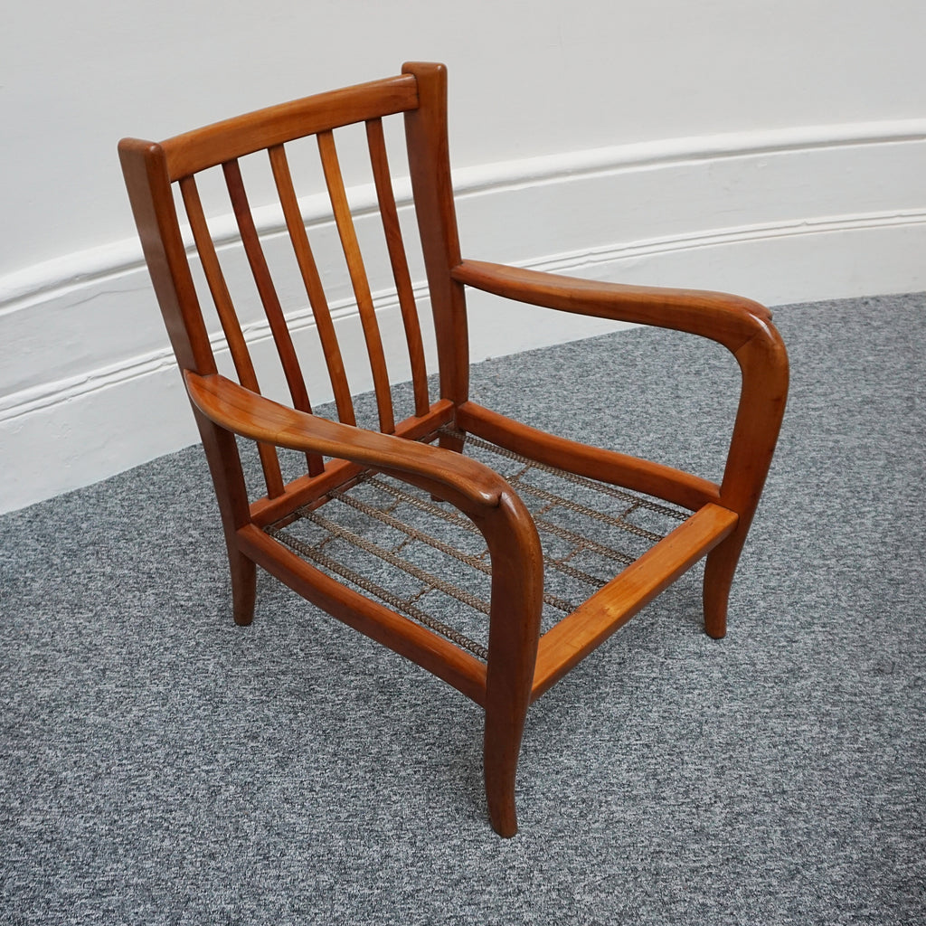 Vintage Pair of Italian Armchairs Designed by Paolo Buffa Circa 1950 Cherry Wood - Jeroen Markies Art Deco