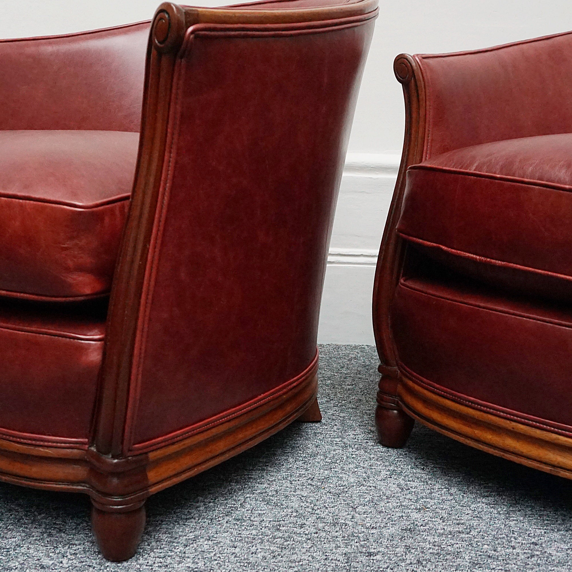 Vintage Art Deco Red Leather Club Chairs - Jeroen Markies Art Deco