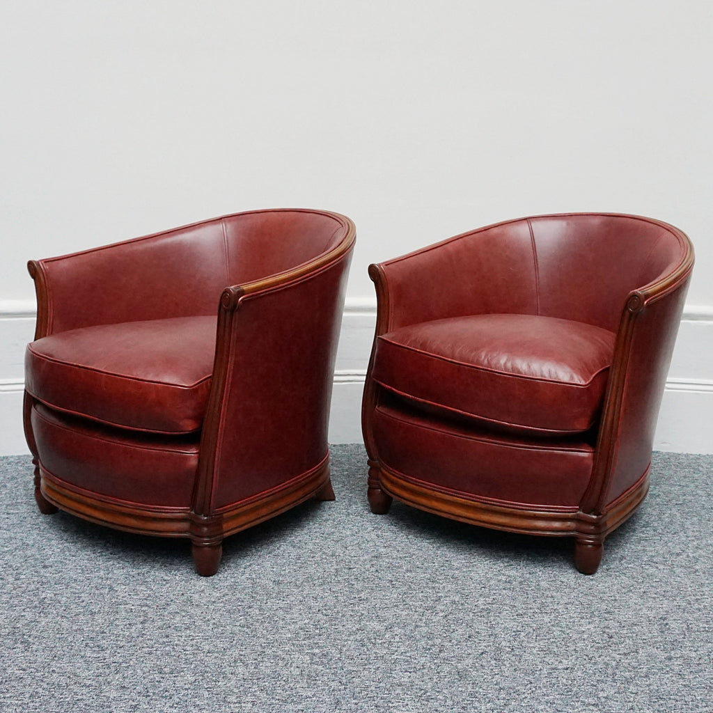 Vintage Art Deco Red Leather Club Chairs - Jeroen Markies Art Deco