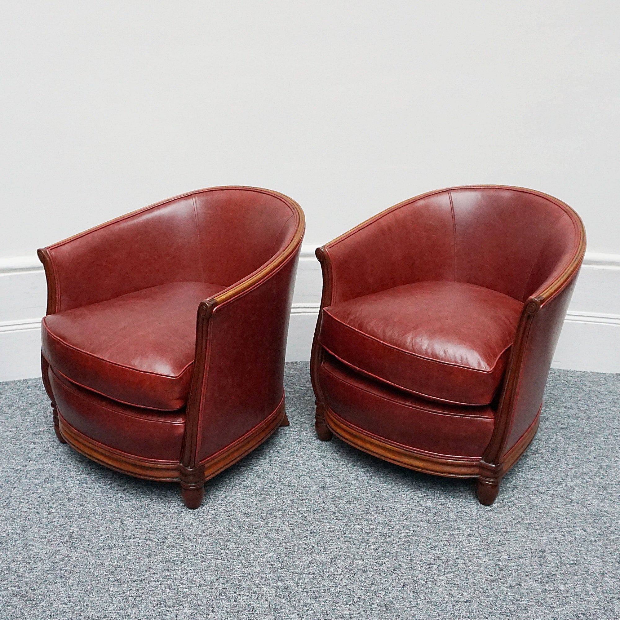 Vintage Art Deco Red Leather Club Chairs - Jeroen Markies Art Deco