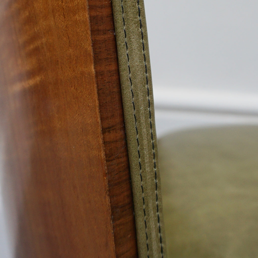 Vintage Pair of Art Deco Side Chairs in Walnut and Green Leather - Jeroen Markies Art Deco