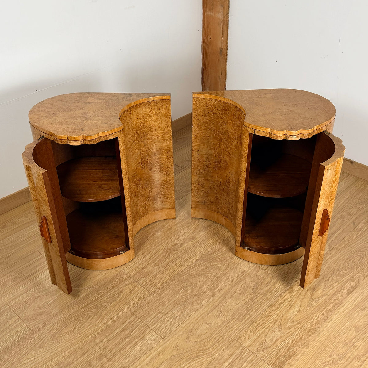 Pair of Art Deco Burr Walnut Cabinets | Markies Antiques Ltd