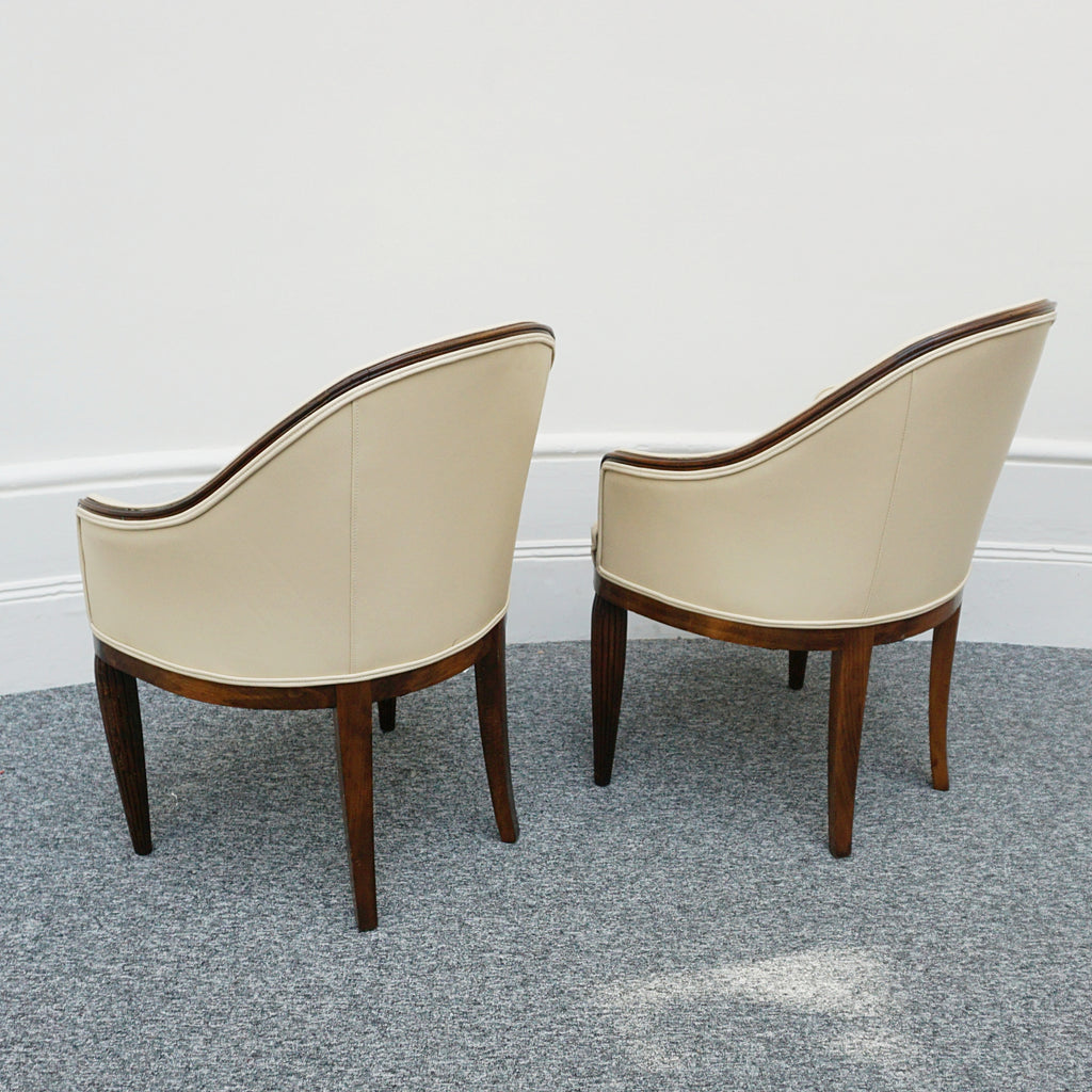 Pair of French Art Deco Mahogany and Leather Tub Chairs - Jeroen Markies Art Deco