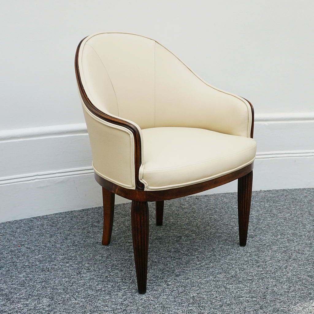 Pair of French Art Deco Mahogany and Leather Tub Chairs - Jeroen Markies Art Deco