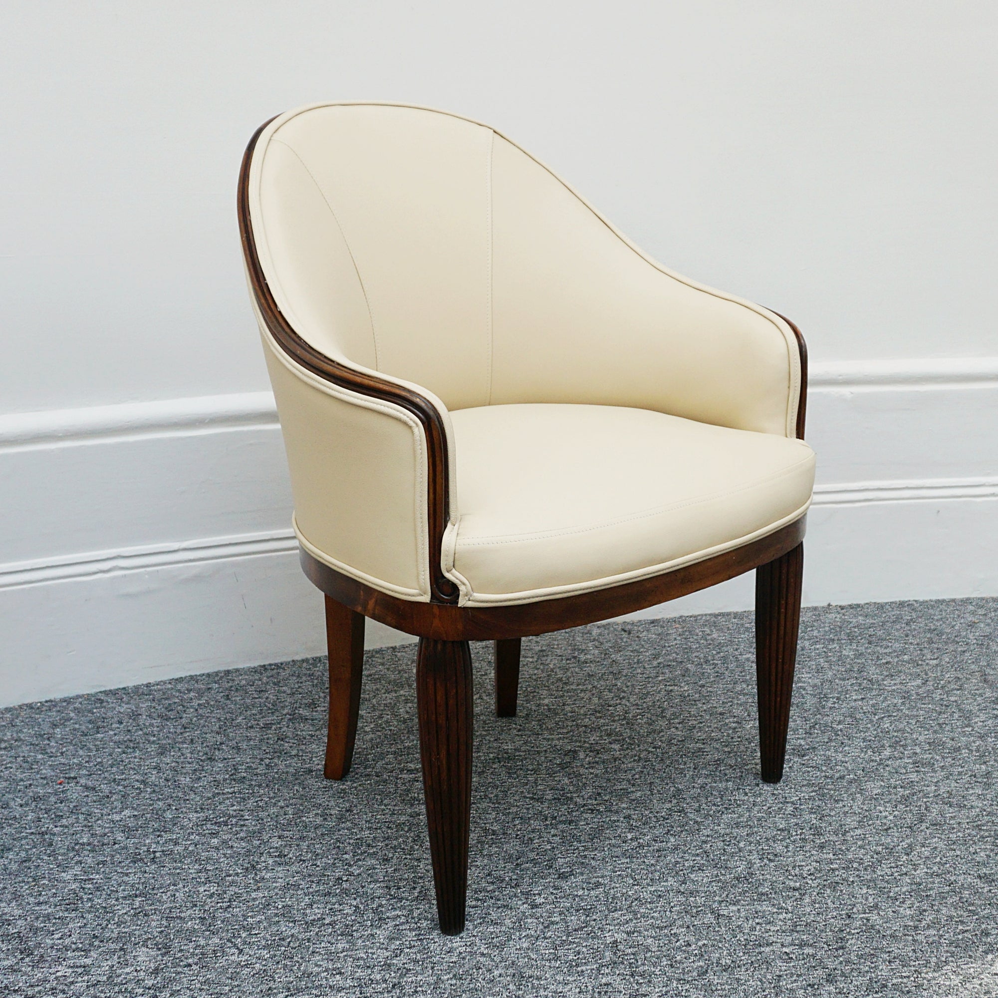 Pair of French Art Deco Mahogany and Leather Tub Chairs - Jeroen Markies Art Deco