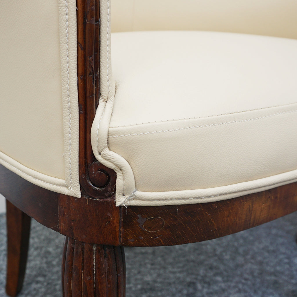 Pair of French Art Deco Mahogany and Leather Tub Chairs - Jeroen Markies Art Deco