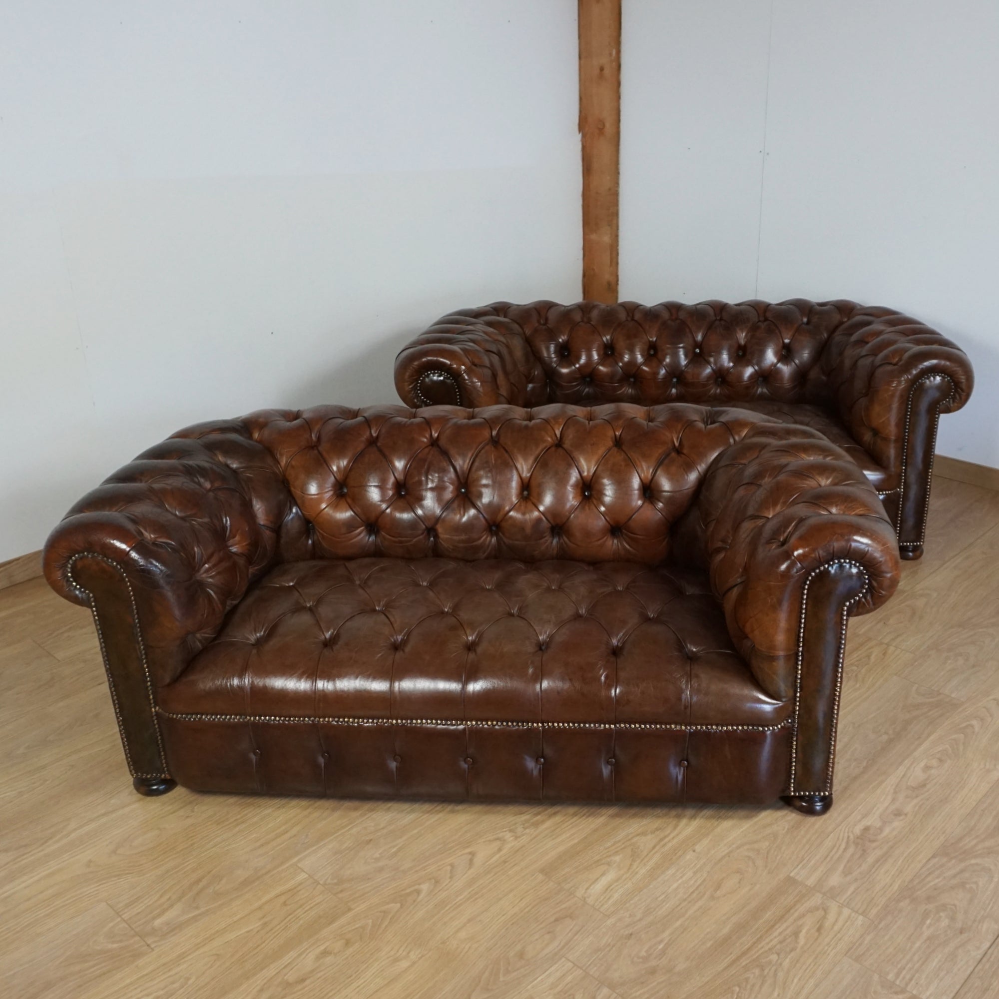 Pair of 1920's Leather upholstered chesterfield sofa's - Jeroen Markies Art Deco