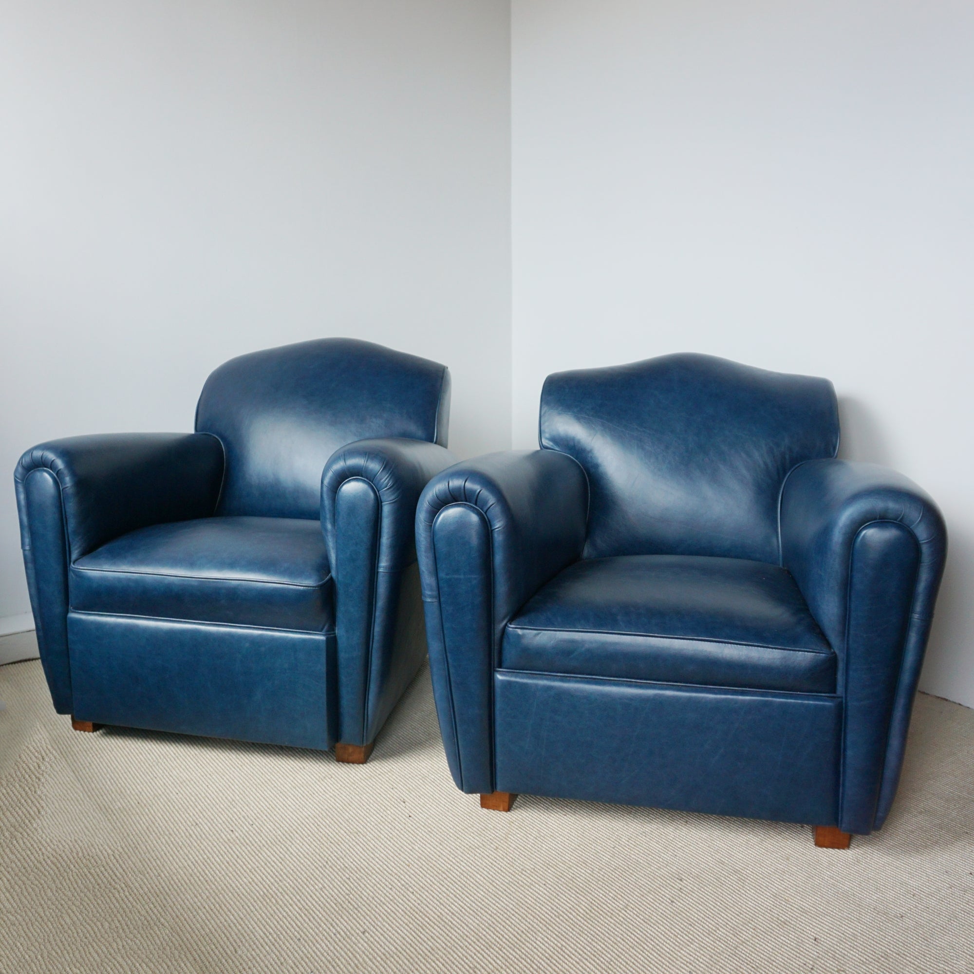 Cobalt Blue Moustache Backed French Club Chairs, 1940's, Art Deco - Jeroen Markies Art Deco