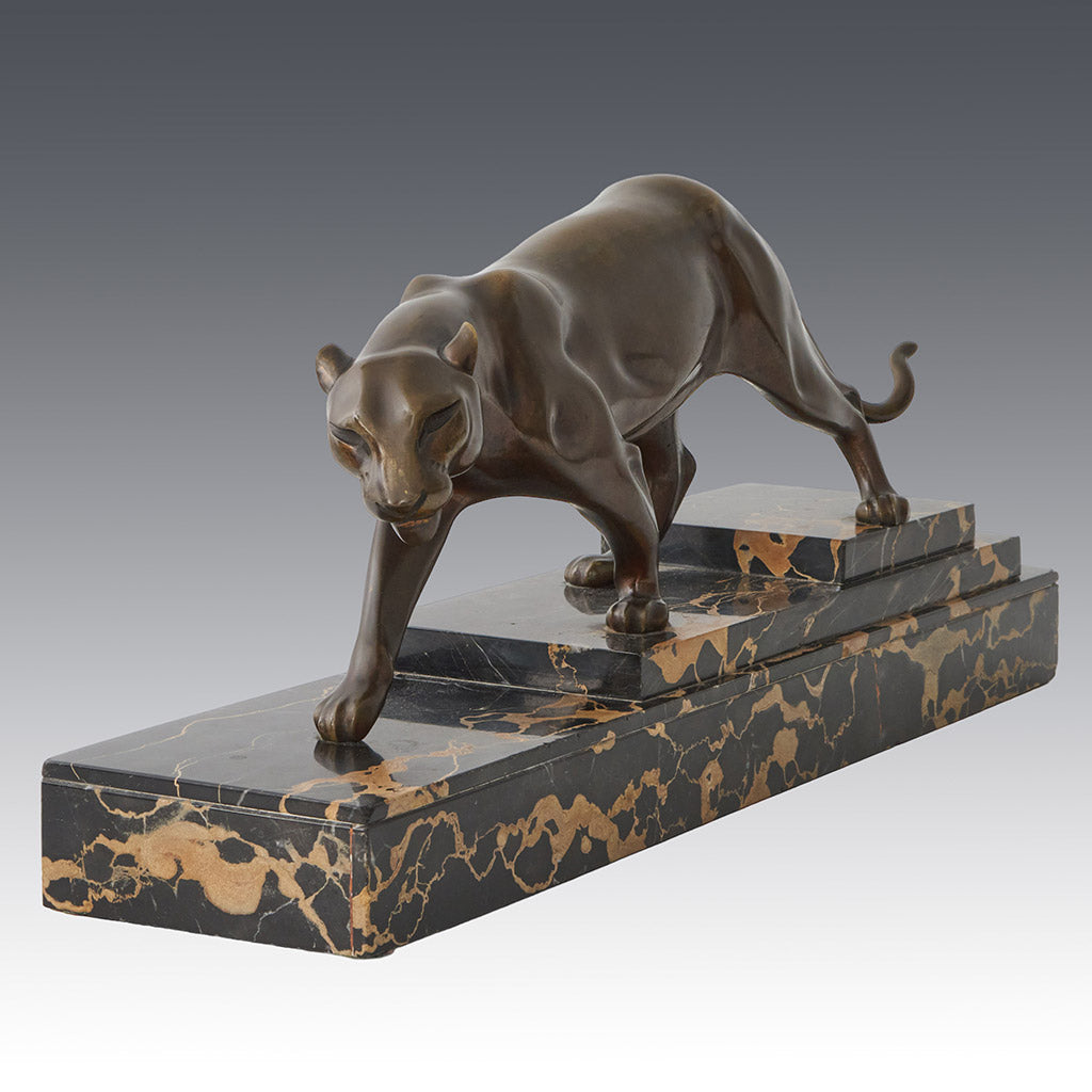 An Art Deco Panther by Henri Molins. 1930's sculpture, bronze Animalia. - Jeroen Markies Art Deco