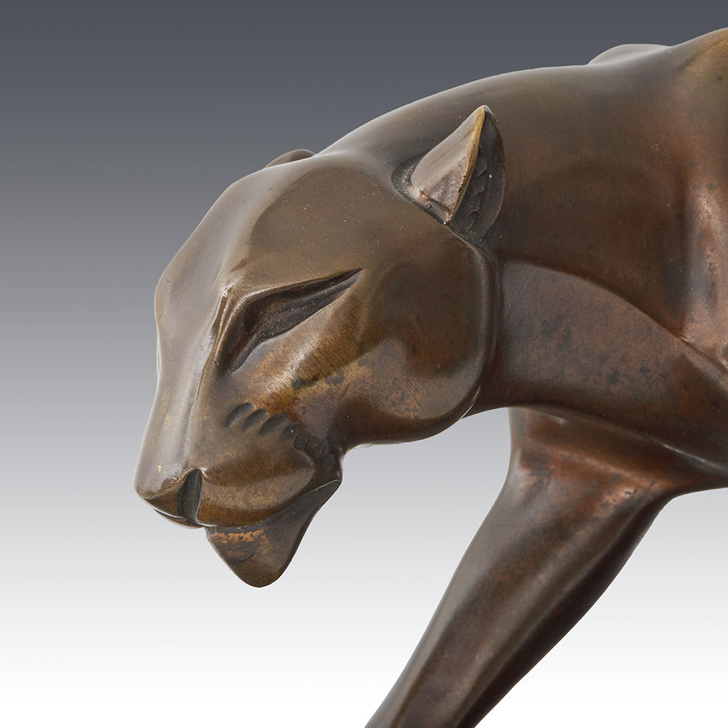 An Art Deco Panther by Henri Molins. 1930's sculpture, bronze Animalia. - Jeroen Markies Art Deco
