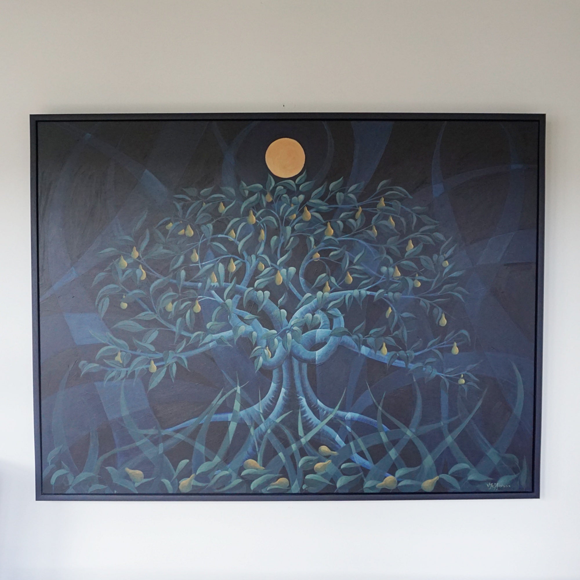 'Pear Tree in Moonlight' Contemporary Oil on Canvas by Vera Jefferson - Jeroen Markies Art Deco