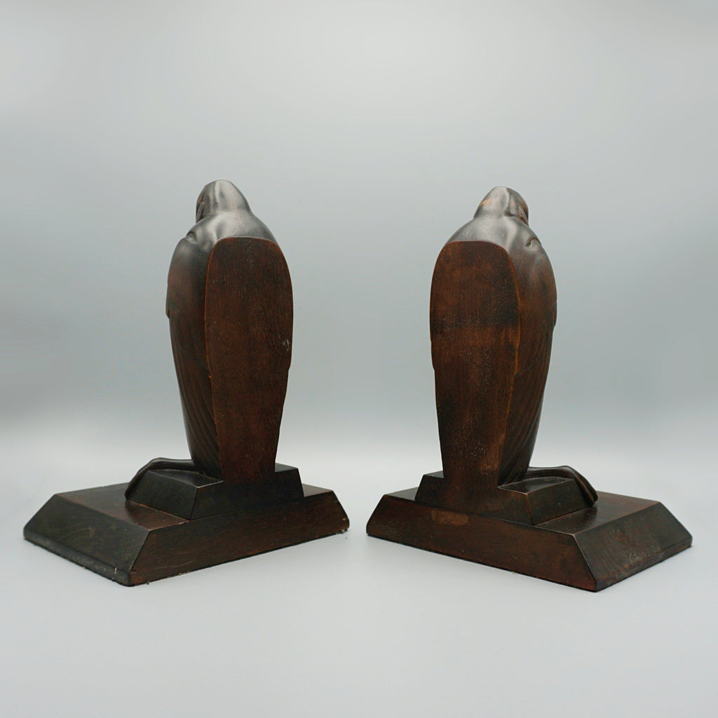 Pair of Carved Wooden Marabou Stork Bookends