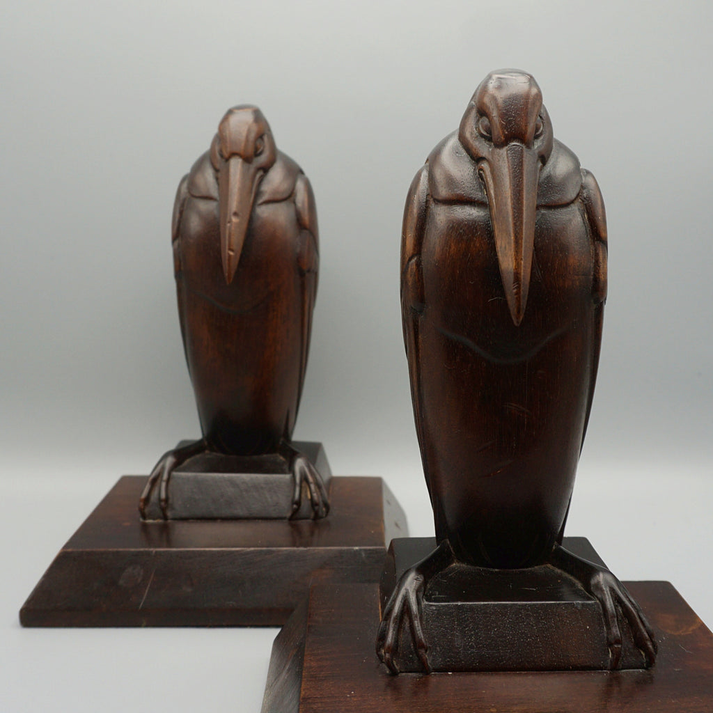 Pair of Carved Wooden Marabou Stork Bookends