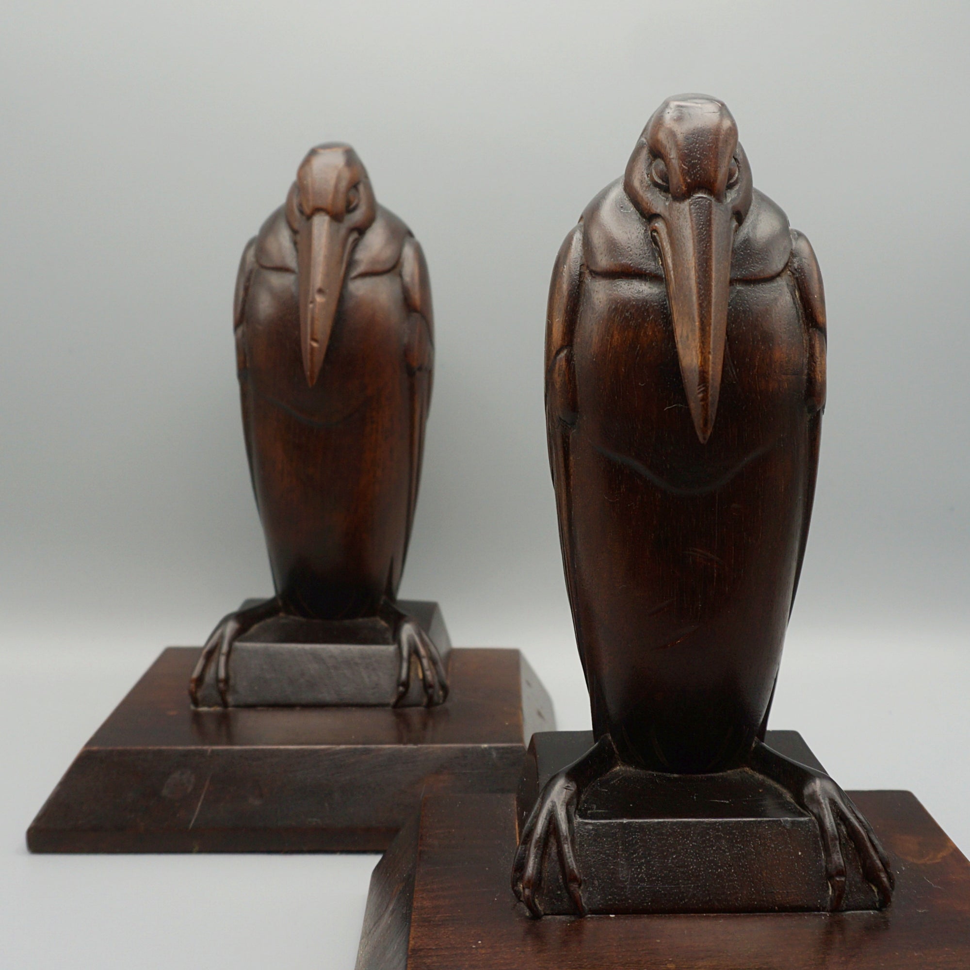 Pair of Carved Wooden Marabou Stork Bookends