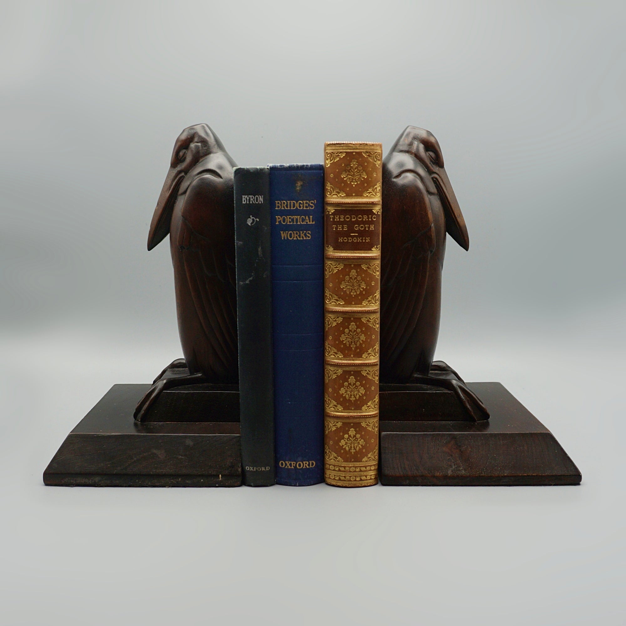 Pair of Carved Wooden Marabou Stork Bookends