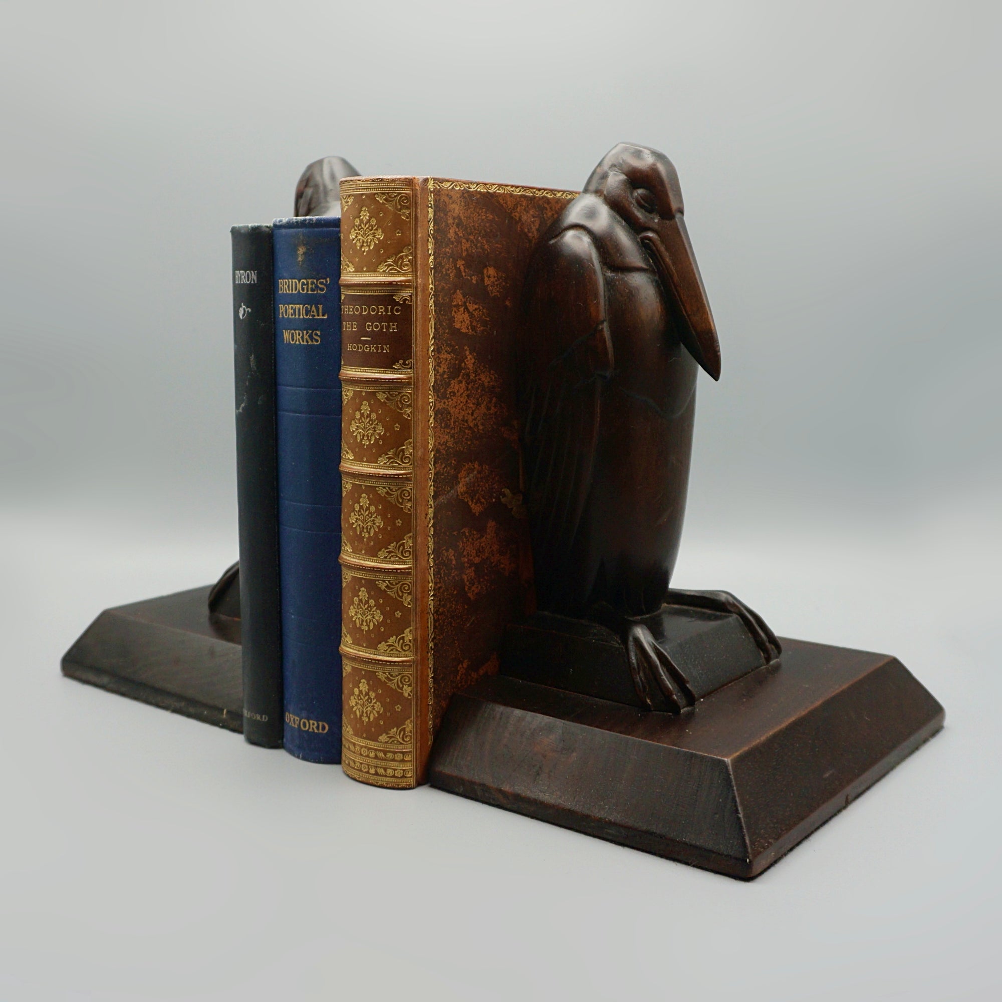 Pair of Carved Wooden Marabou Stork Bookends