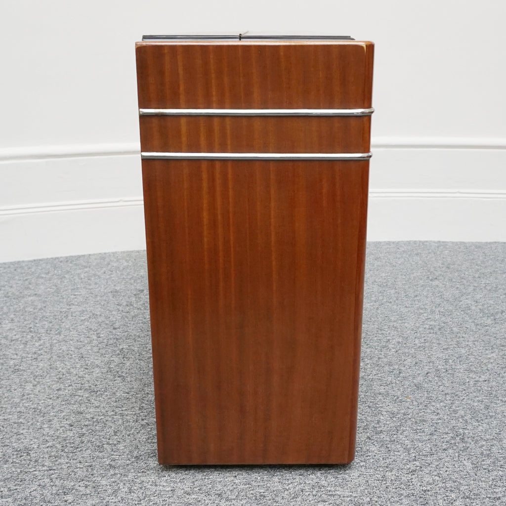 Flame Mahogany wooden mini upright piano by Eavestaff. Art Deco pianette - Jeroen Markies Art Deco