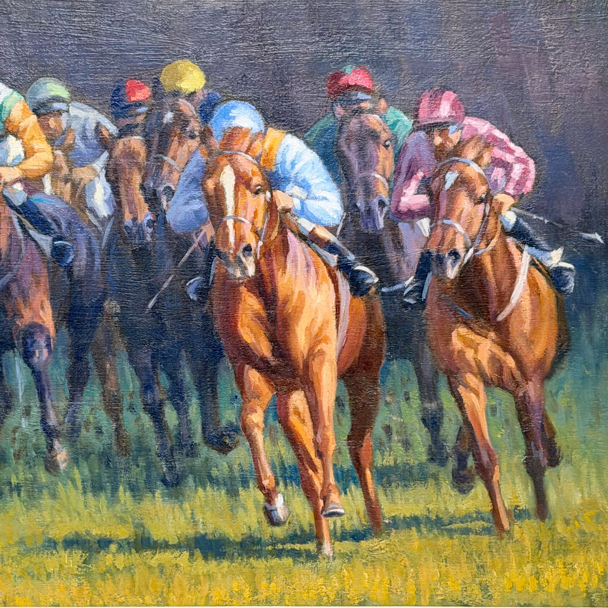 'Racing Around the Bend' Neil Cawthorne Horse Racing Painting | Markies Antiques Ltd
