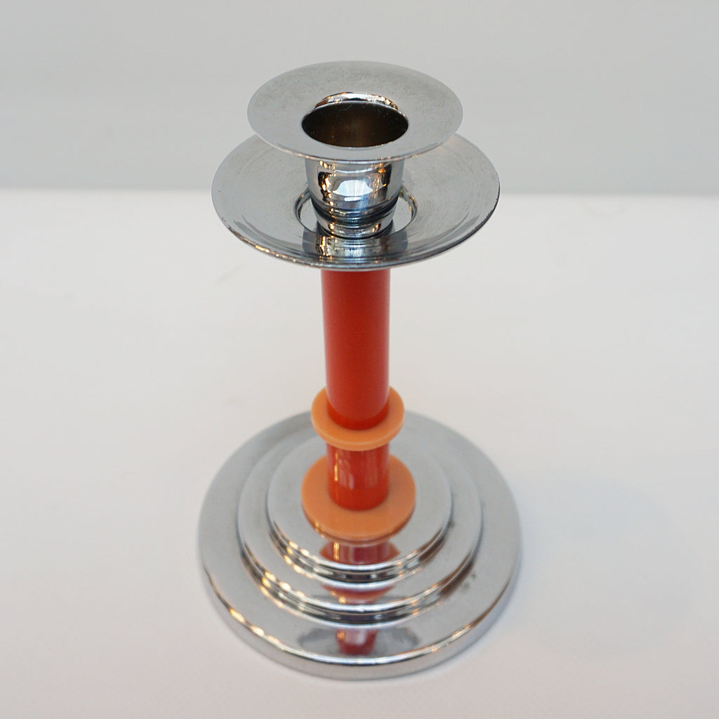 Pair of Art Deco Candlesticks. Bakelite Candlesticks 1930's Candle Holders. Red and Orange Bakelite. Jeroen Markies Art Deco