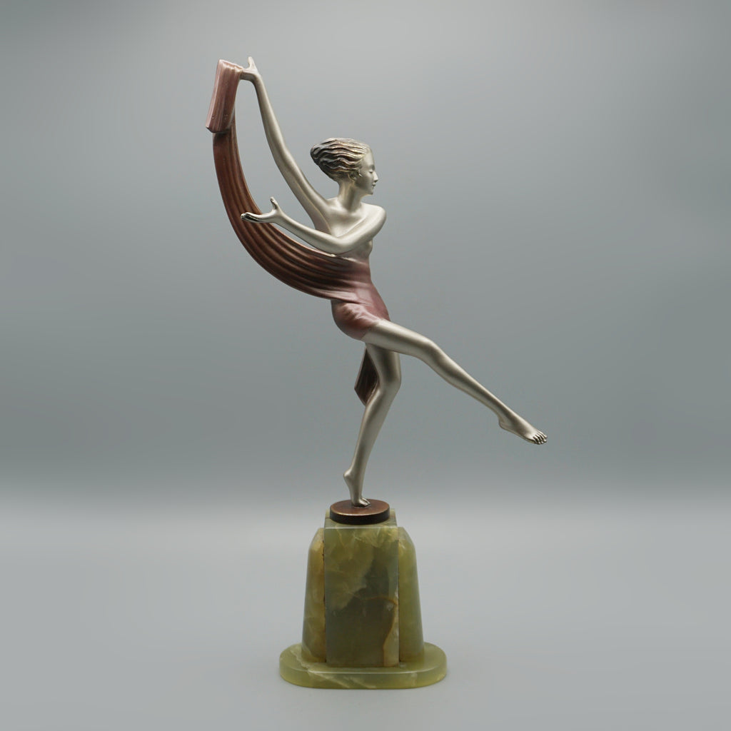 'Scarf Dancer' Josef Lorenzl Cold Painted Bronze Sculpture - Jeroen Markies Art Deco