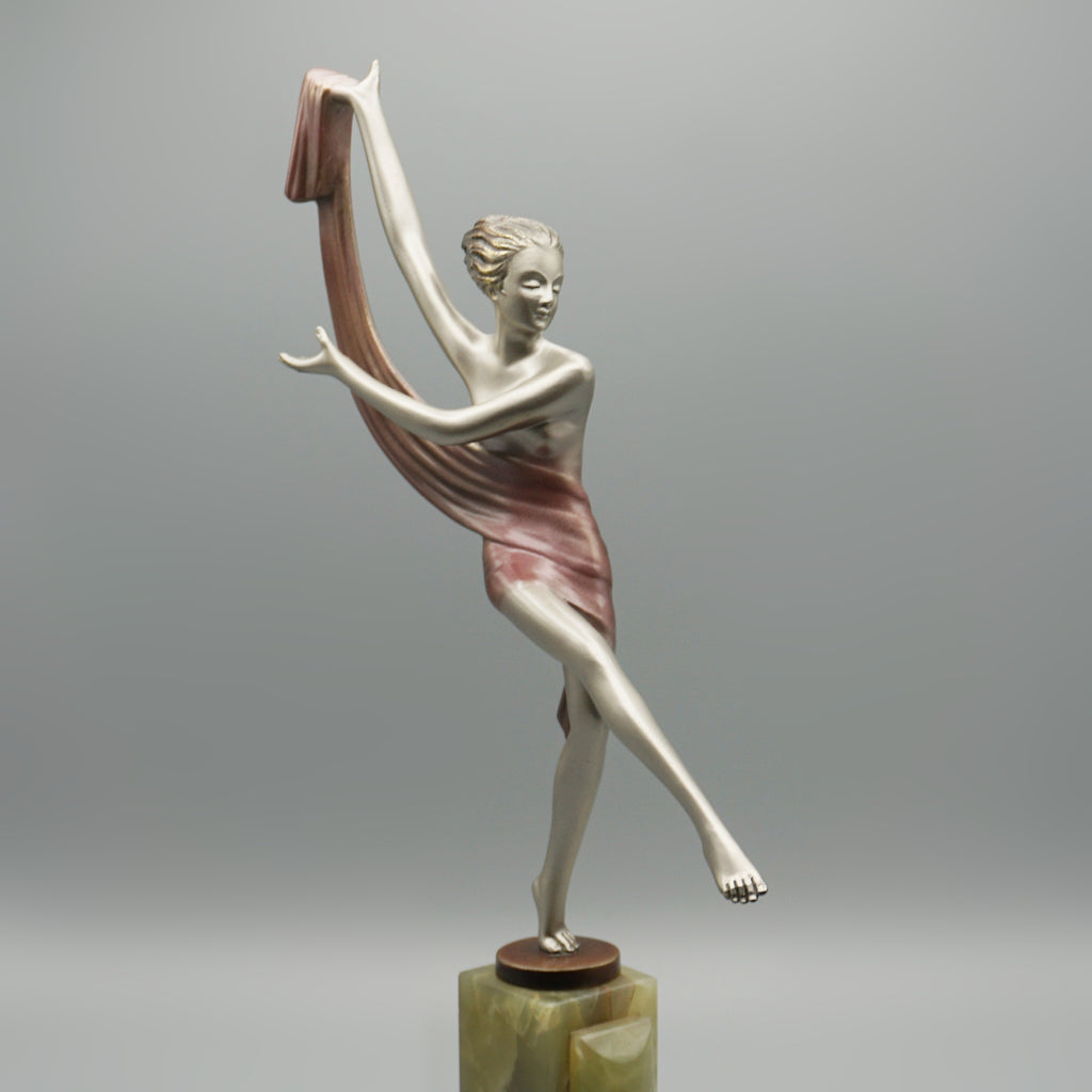 'Scarf Dancer' Josef Lorenzl Cold Painted Bronze Sculpture - Jeroen Markies Art Deco