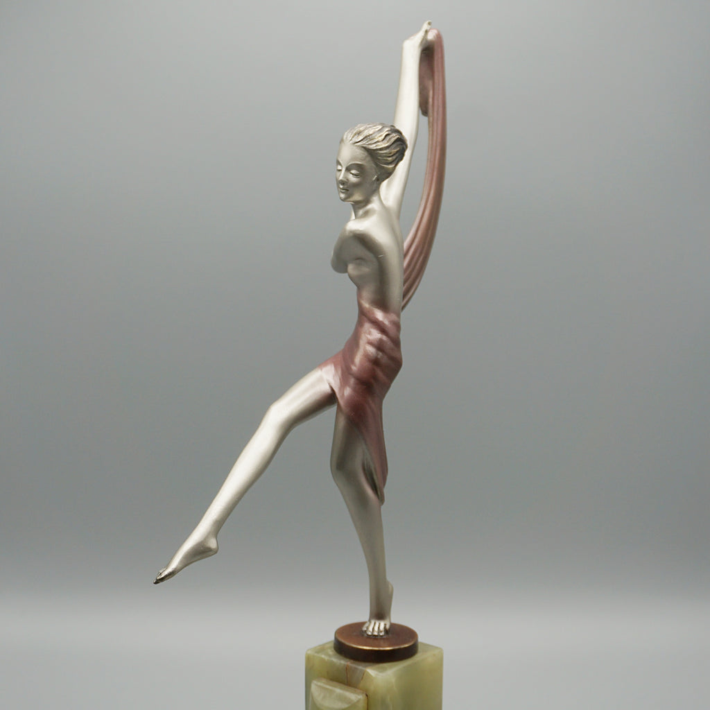 'Scarf Dancer' Josef Lorenzl Cold Painted Bronze Sculpture - Jeroen Markies Art Deco