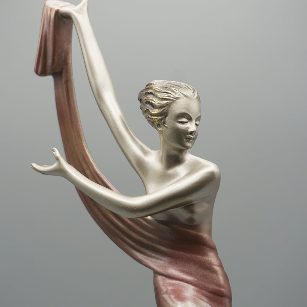 'Scarf Dancer' Josef Lorenzl Cold Painted Bronze Sculpture - Jeroen Markies Art Deco