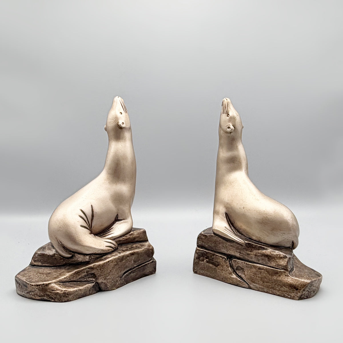 C Omin Original Art Deco Bronze Bookends | Markies Antiques Ltd