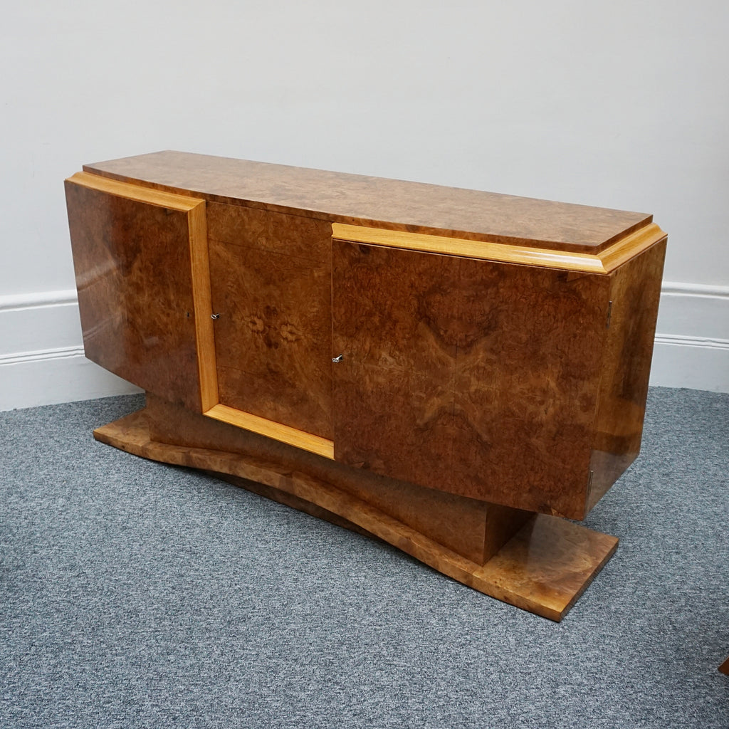 Art Deco 1930's Hille Designer Side Board in Burr Walnut - Jeroen Markies Art Deco