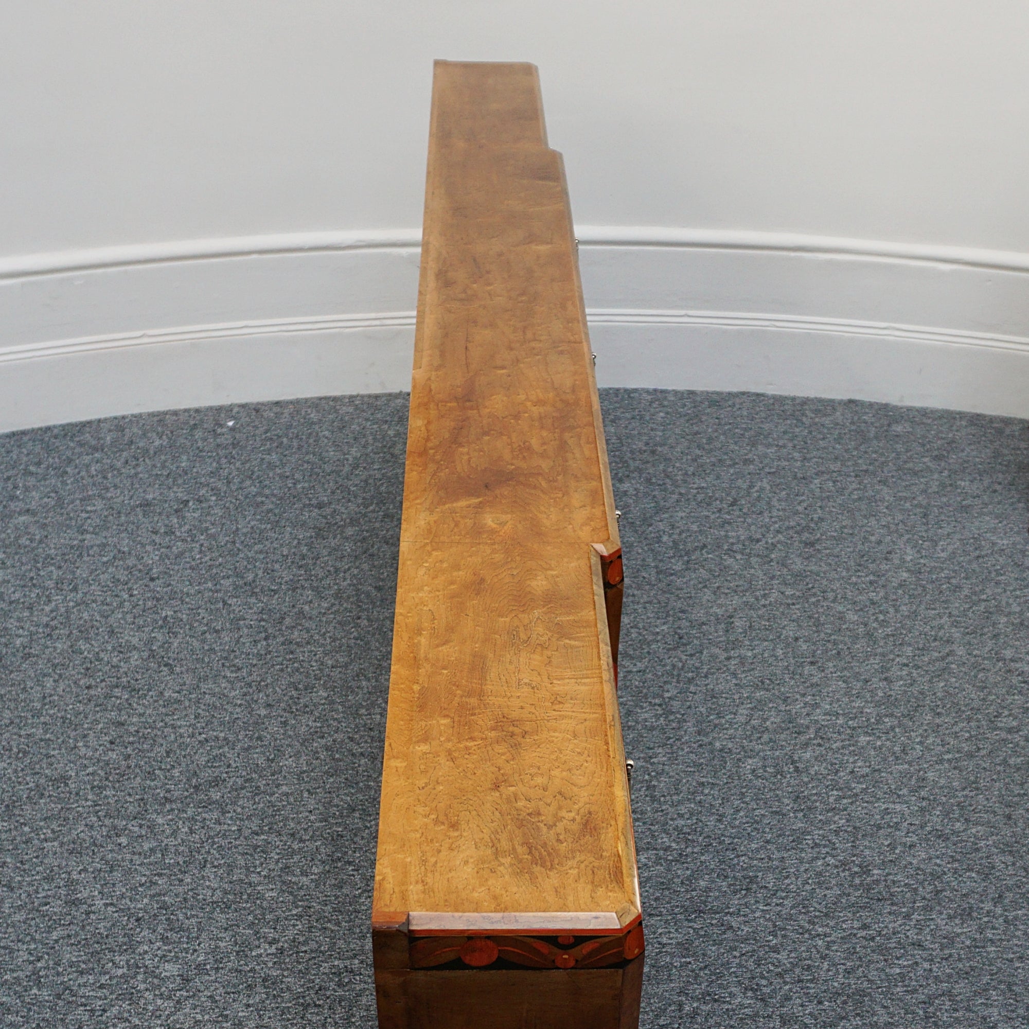 Exquisite Burr Elm Early 20th Century Slim 2.5 metre long Console table - Jeroen Markies Art Deco