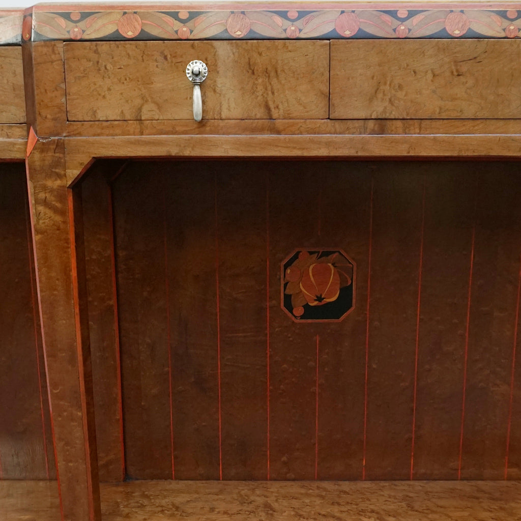 Exquisite Burr Elm Early 20th Century Slim 2.5 metre long Console table - Jeroen Markies Art Deco