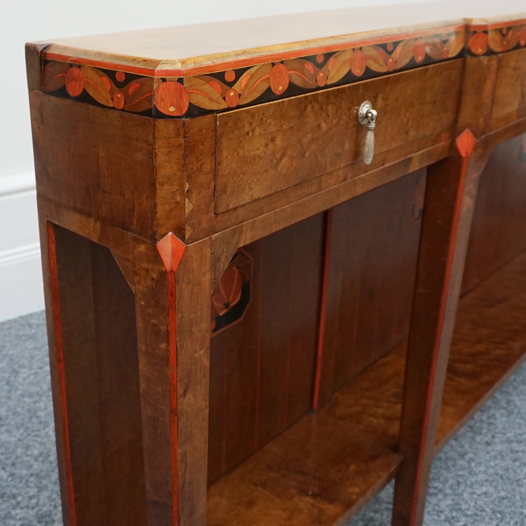 Exquisite Burr Elm Early 20th Century Slim 2.5 metre long Console table - Jeroen Markies Art Deco