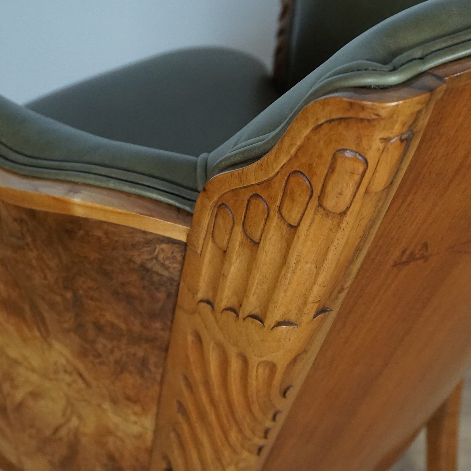 Walnut Art Deco Armchair of Superb Quality by Maurice Adams - Markies Antiques ltd