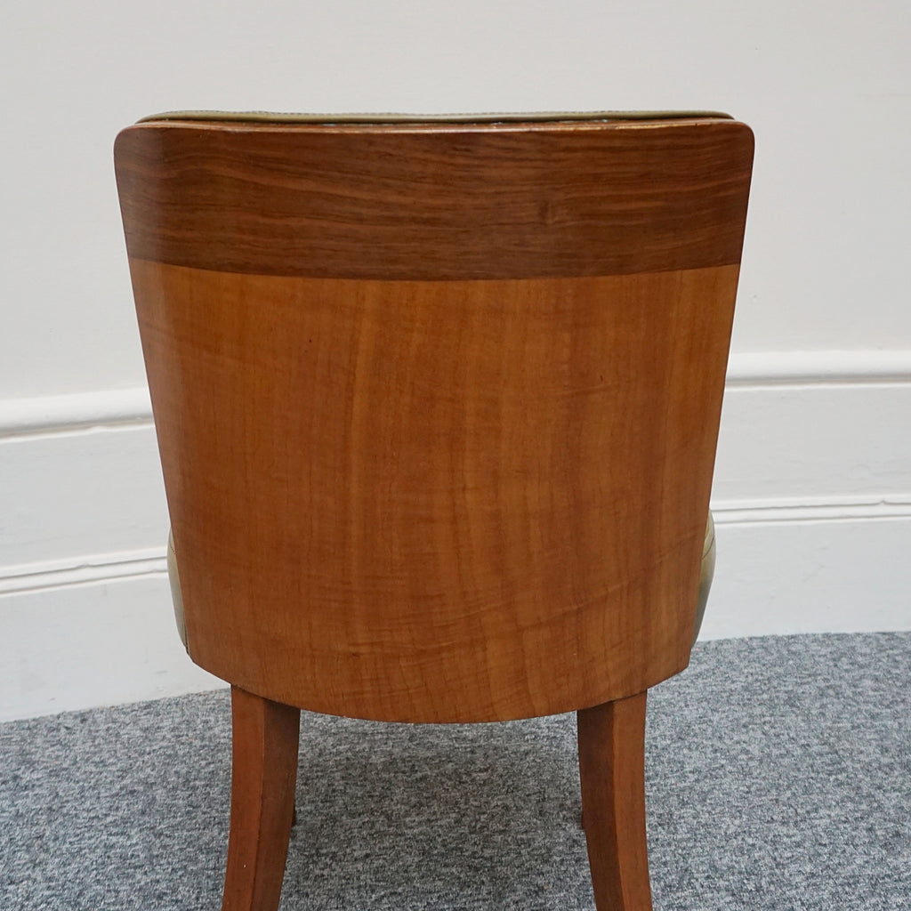 Vintage Art Deco Figured and Solid Walnut Desk Chair with Green Leather Re-Upholstery - Jeroen Markies Art Deco