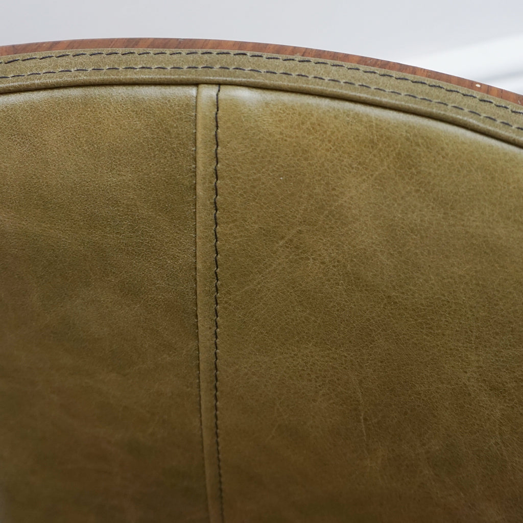 Vintage Art Deco Figured and Solid Walnut Desk Chair with Green Leather Re-Upholstery - Jeroen Markies Art Deco