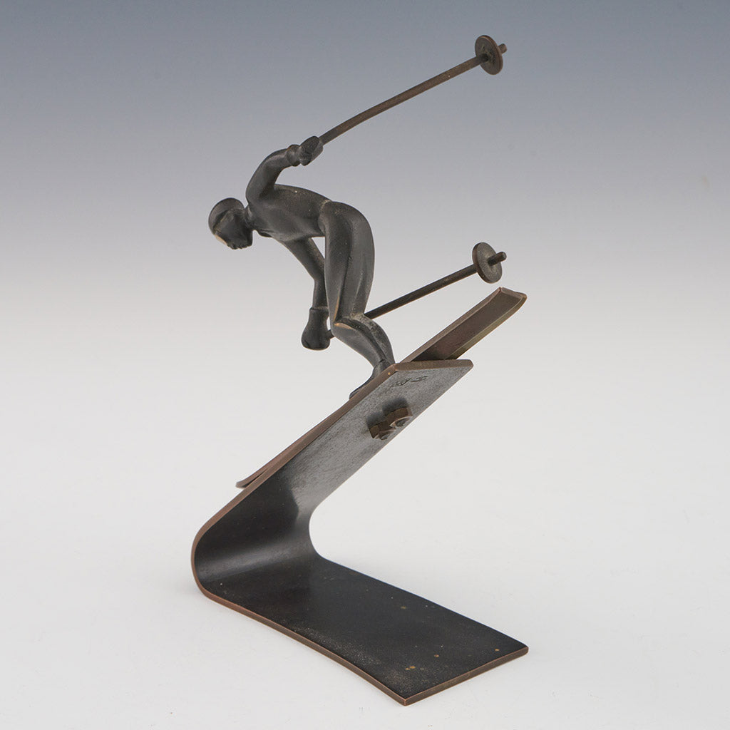 Art Deco Bronze Skier Figure by Richard Rohac - Jeroen Markies Art Deco