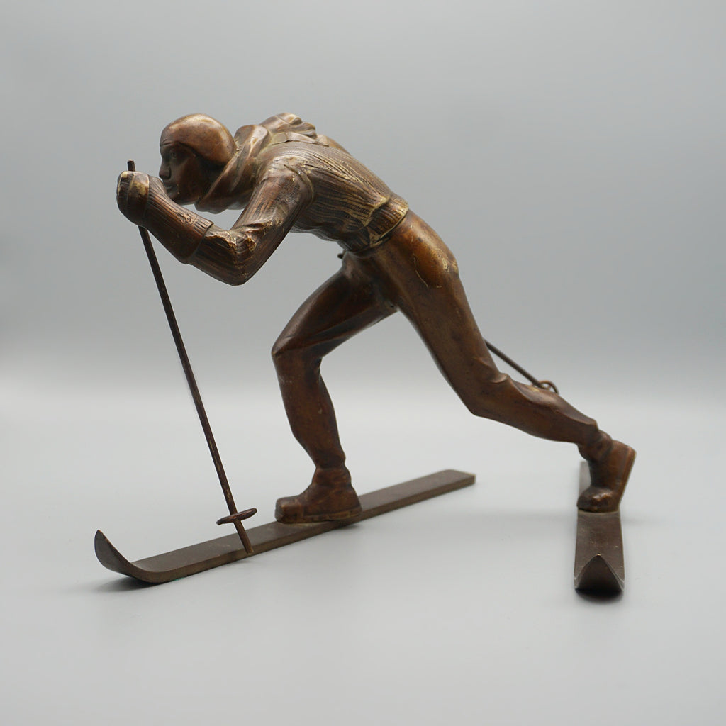 An Art Deco Bronze Cross Country Skier