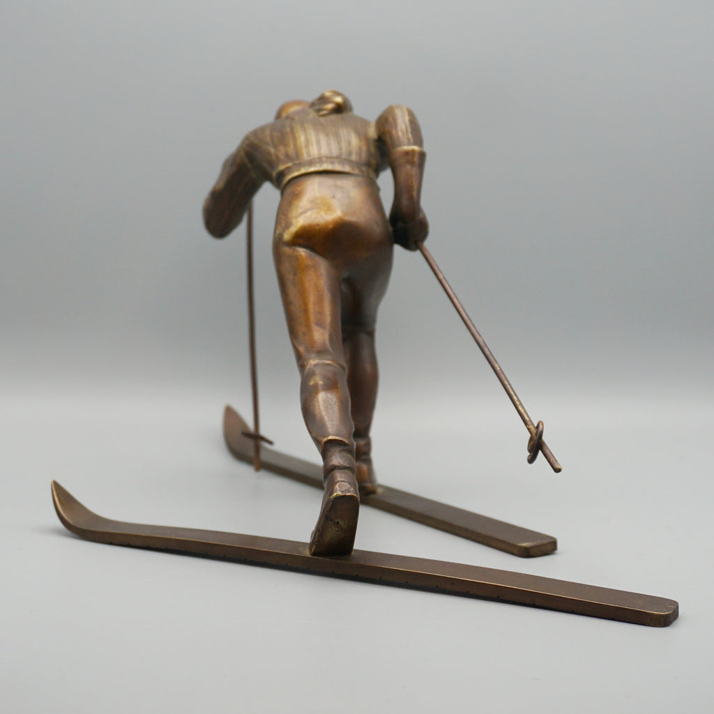 An Art Deco Bronze Cross Country Skier