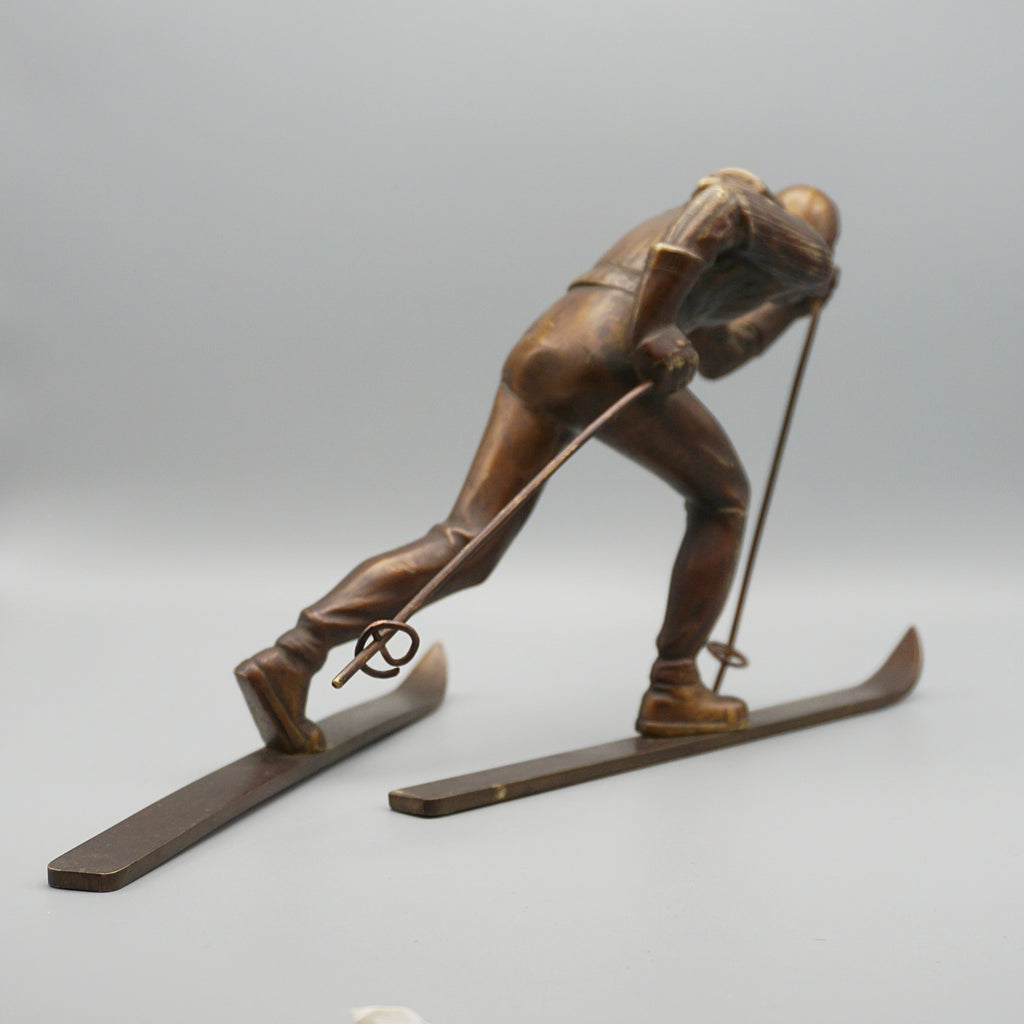 An Art Deco Bronze Cross Country Skier