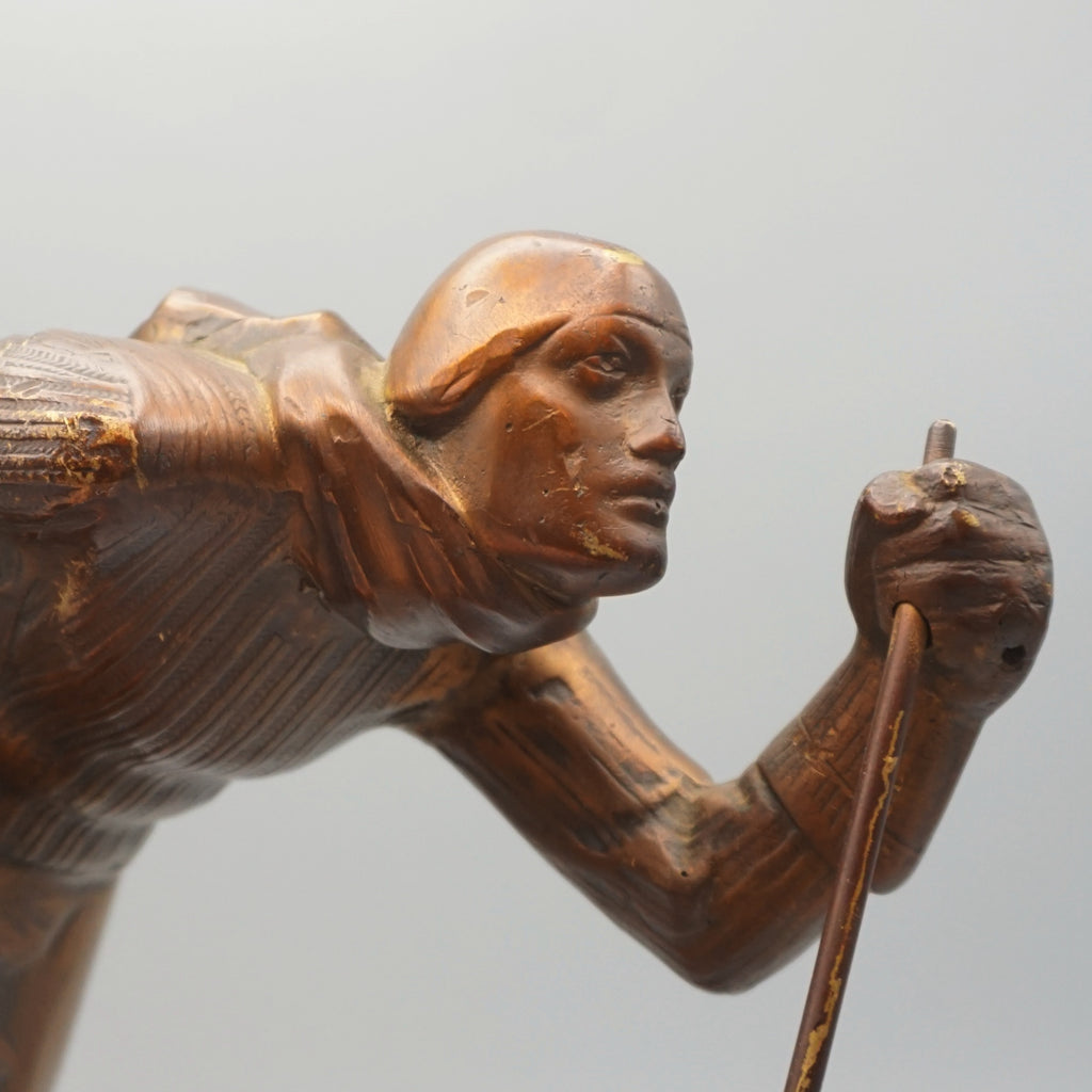 An Art Deco Bronze Cross Country Skier