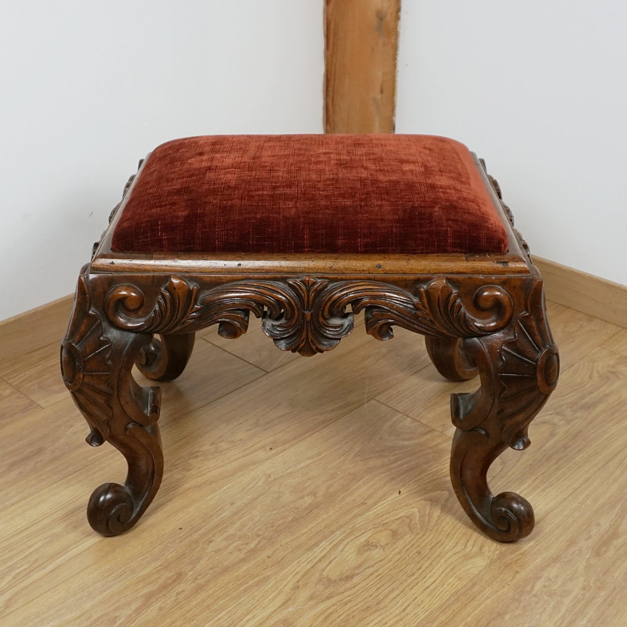 Mid-19th Century Spanish Carved Walnut Stool Circa 1860 - Markies Antiques Ltd