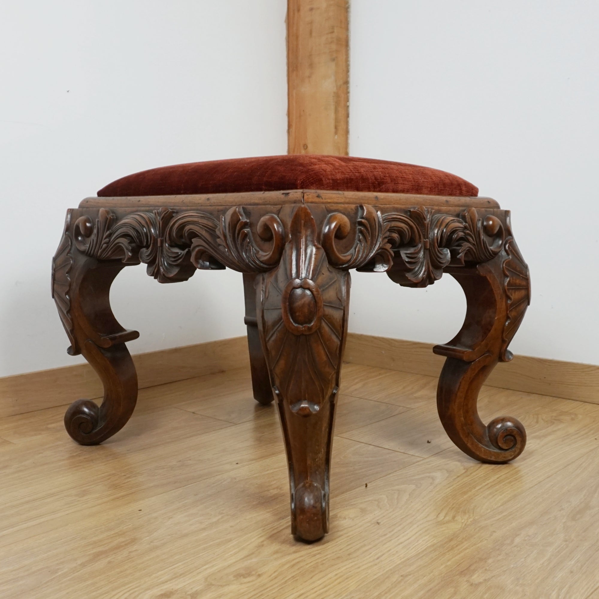 Mid-19th Century Spanish Carved Walnut Stool Circa 1860 - Markies Antiques Ltd