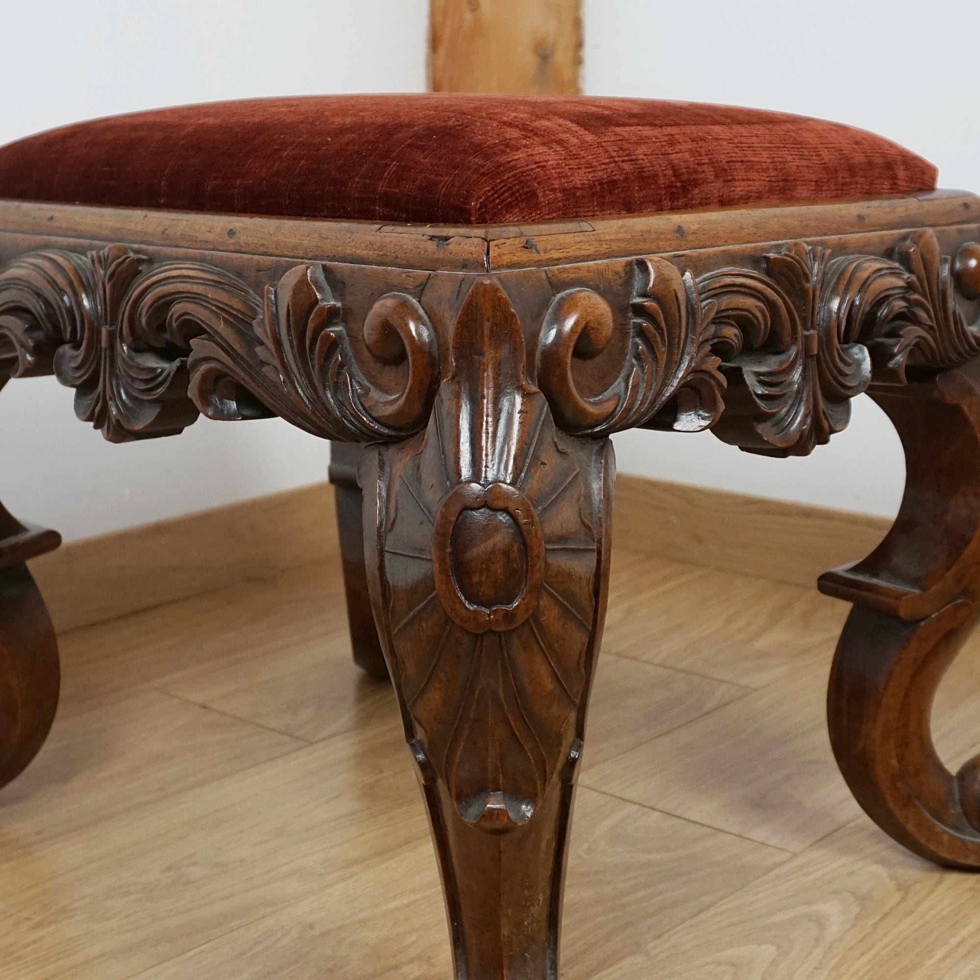 Mid-19th Century Spanish Carved Walnut Stool Circa 1860 - Markies Antiques Ltd